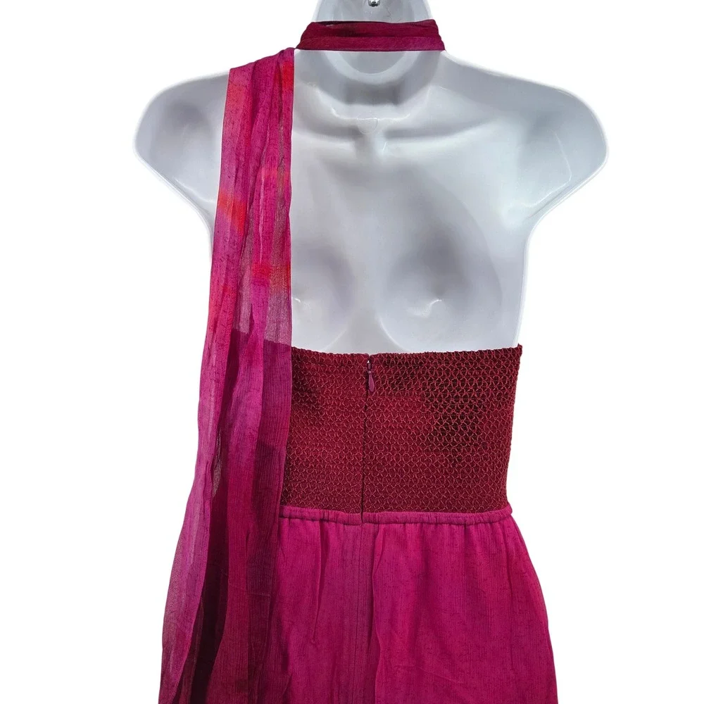 Plenty by Tracy Reese Bare Scarf Halter Maxi S‎ Pink Rose Ombre Dress Formal